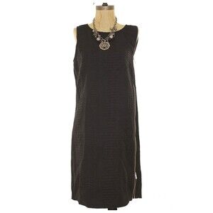 Trouve Nordstrom Midi Sheath Dress M Sleeveless Zip Back Textured Black NEW B58